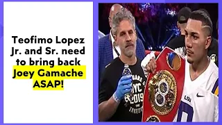 Teofimo Lopez needs to bring back Joey Gamache ASAP.  Gamache was behind Commey and Lomachenko wins.