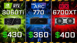 Best GPU at 400$ RTX 3060 Ti vs Intel ARC 770 vs RX 6700 XT
