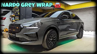 WHITE SKODA SLAVIA TURN INTO NARDO GREY WRAP |  LOOKING BEAUTIFUL