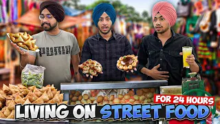 LIVING ON STREET FOOD FOR 24 HOURS😱 - Bhut Hard Aw Yr Sachi😭 - Being Brand