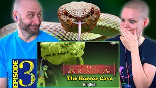 Little Krishna REACTION | Episode 3 The HORROR CAVE | English Animation Cartoon | Foreigners REACT