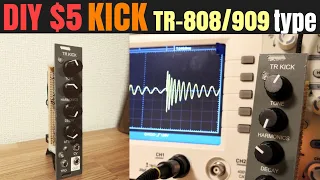 [ $5 ] DIY eurorack modular synth KICK (Roland TR-808/909 drum machine type) with arduino