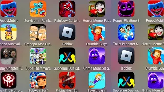 Poppy Playtime 3,Grimace Monster Scary Survival,Skibydi Toilet,Eyes The Horror,Roblox,Subway Surf...