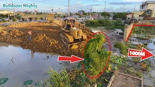 Part 03! Start a new project! Big Bulldozer Push Soil & Stone Into Water, Dump Truck 25 Ton
