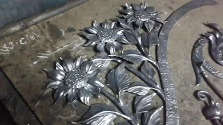 Forged decorations on the door (sunflowers)