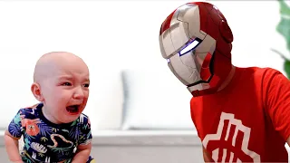 Baby TERRIFIED Of Iron Man