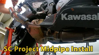 SC Project Ti Central Link Pipe / Midpipe Install for 2021 Kawasaki Ninja ZX-6R