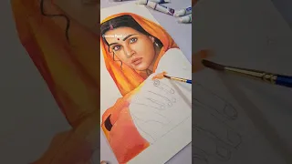 Watercolor portrait of @KritiSanon #shorts #shortvideo #creativeparul #aadipurushmovie