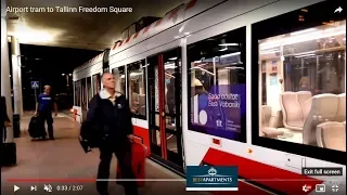 Tallinn Airport tram 🚊to Freedom Square in the evening