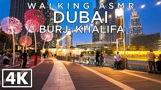 DUBAI [4k] Walking in Amazing Burj Khalifa at Sunset till Night - ASMR