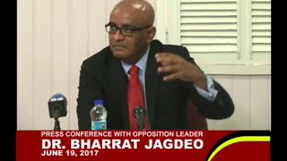 Press Conference by PPP General Secretary Dr Bharrat Jagdeo Monday 19th June 2017