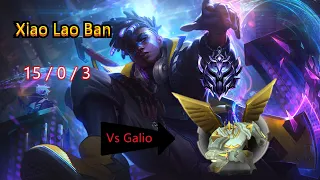 Xiao Lao Ban Ekko Vs Galio. 15 kills with 0 death in diamond.