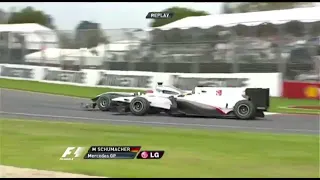 Michael Schumacher and Jaime Alguersuari overtake on Pedro de la Rosa Australian GP 2010