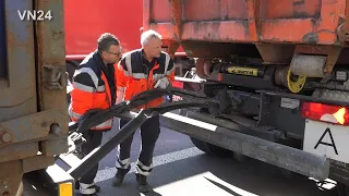 07.05.2020 - VN24 - Recovery after truck accident at the end of a traffic jam on motorway A1