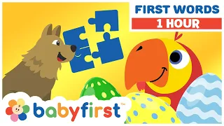 Toddler Learning Video w Color Crew & Larry | Baby Learning First Words & ABC | 1 Hour | BabyFirstTV