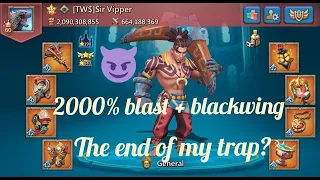 Epic destruction of my f2p rally trap! 2000% blast+blackwing - no chance to win!