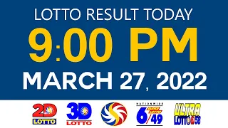 Lotto Results Today March 27 2022 9pm Ez2 Swertres 2D 3D 6/49 6/58 PCSO