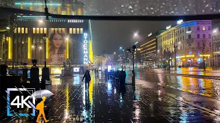 Dark and Rainy Night Walk, Helsinki, Binaural Rain Sounds, Finland 4K