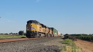 70 MPH Union Pacific Z-Train with SD70AH Leader at the Forest Lake RD Grade Crossing (Fresno Sub)