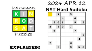 2024 APR 12 - NYT Hard Sudoku Solve