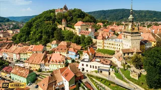 [4k] Driving Video. Sighisoara, Romania. Explore Medieval Charms & History. Birthplace of Dracula.