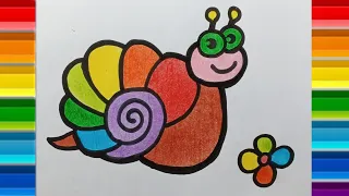 Easy drawing and coloring cute snail 🐌||Easy drawing for kids