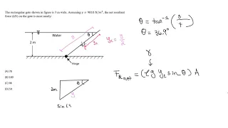 FE Exam Review - Fluid Mechanics - Hydrostatics - Slanted Gate