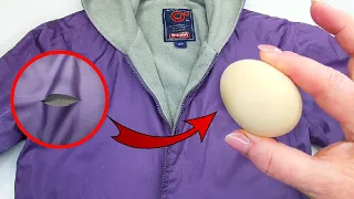 ✅ Fix a hole in your jacket with an egg