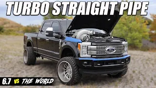 6.7 Powerstroke Big Turbo Sounds Insane - Straight Pipe Shakedown