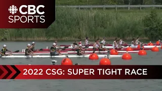 Quebec narrowly defeats Nova Scotia in men’s K-4 500m canoe kayak race at the Canada Summer Games