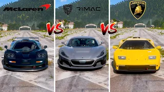 Forza Horizon 5 Ultimate Drag Battle |  Electric Beast vs Fuel Demons Rimac vs Diablo GTR vs F1 GT |