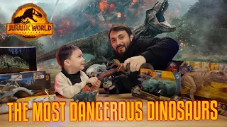 Tagir and his dad in Jurassic World. Unpacking the most dangerous dinosaurs