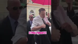 Elon Musk Arrives For Lunch With Heavy Security At Tullio Restaurant in Rome, Italy