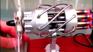 Red hot glowing 16 Cylinder Stirling Engine