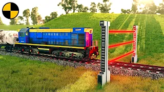 Trains vs Laser Gate 😱 BeamNG.Drive