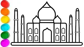 HOW TO DRAW TAJ MAHAL COLORING PAGES FOR KIDS - TAJ MAHAL DRAWING AND COLORING FOR CHILDREN