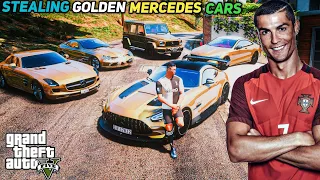 Gta 5 - Stealing Luxury Golden Mercedes-Benz Cars With Cristiano Ronaldo (Real Life Cars #48)