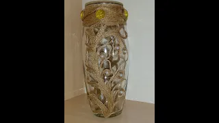 Декор вазы.Джутовая филигрань.Как украсить вазу.DIY.Vase decor.Jute filigree.How to decorate a vase.