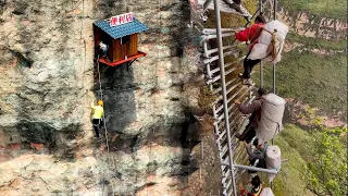 Rural life on the cliff | The most dangerous way home | Chinese cliff village