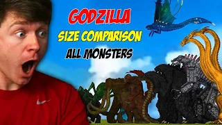 SIZE COMPARISON of ALL MONSTERS in GODZILLA the Reaction!