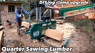 Woodland HM122 quarter sawing lumber, log clamp upgrade.
