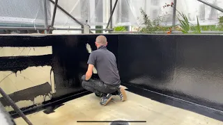 Koi pond. Foam lining, fibreglassing & topcoat