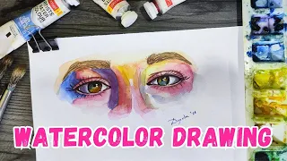 Watercolor Painting || Eye Watercolor Tutorial || How to Draw Easy Watercolor Painting for Beginners