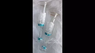 Свадебные бокалы в стиле Тиффани своими руками/бокалы для свадьбы мастер класс/WEDDING GLASSES ♥ DIY