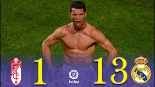 كريستيانو رونالدو يسجل نصف دستة اهداف فى ليلة تاريخية ! ريال مدريد وغرناطة الدورى الاسبانى 2014/2015