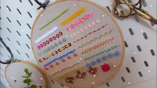 18 Stitches hand Embroidery beads work for beginners |Tutorial |أقوى درس لتعلم التنبات من الصفر