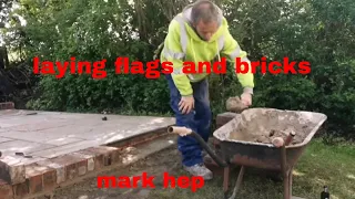 flags and a few old bricks patio build