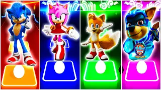 Sonic vs Amy Rose vs Tails vs Chase || Tiles Hop EDM Rush