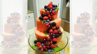 How to make Watermelon Cake | Easy DIY Fruits Centerpiece