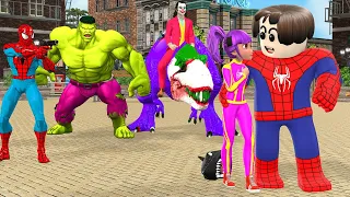 Siêu nhân người nhện vs shark spider-man roblox vs hulk rescue 5 baby spiderman from joker dinosaur